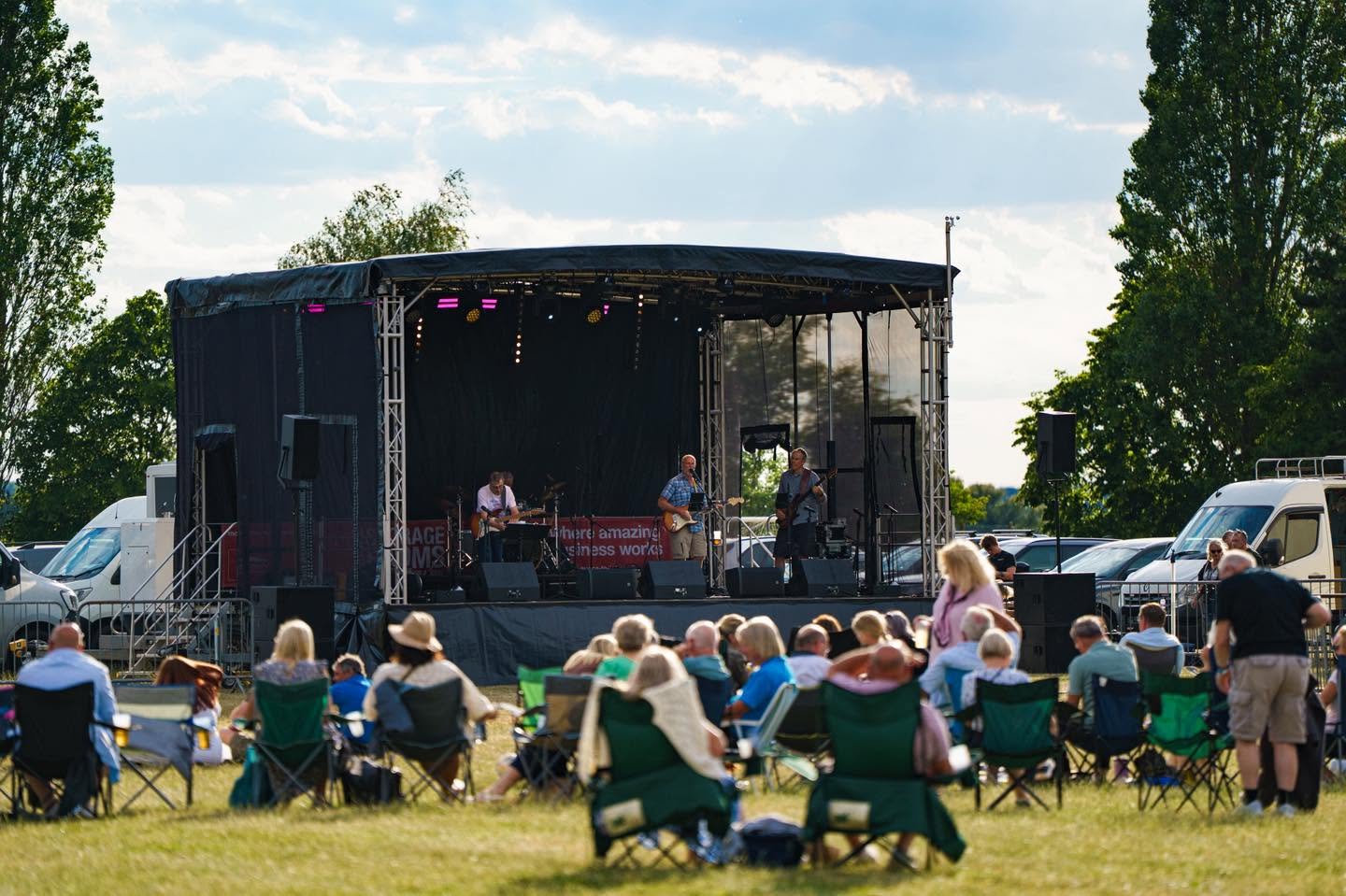 Trailer stage and audience at Langtoft Festival