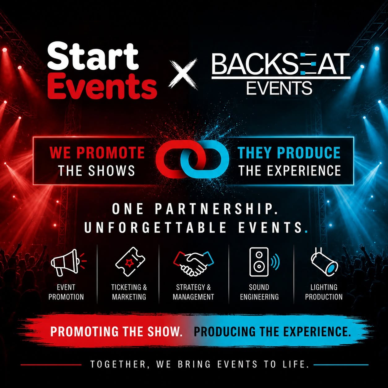Backseat Events and Start Events partnership graphic